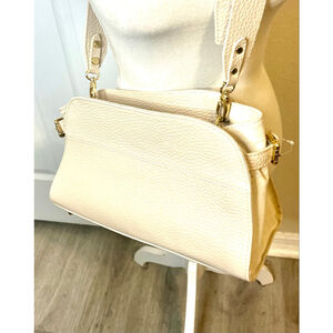 NWOT Anna Paola Italian Pebble Leather / Suede Bag Purse Beige ui